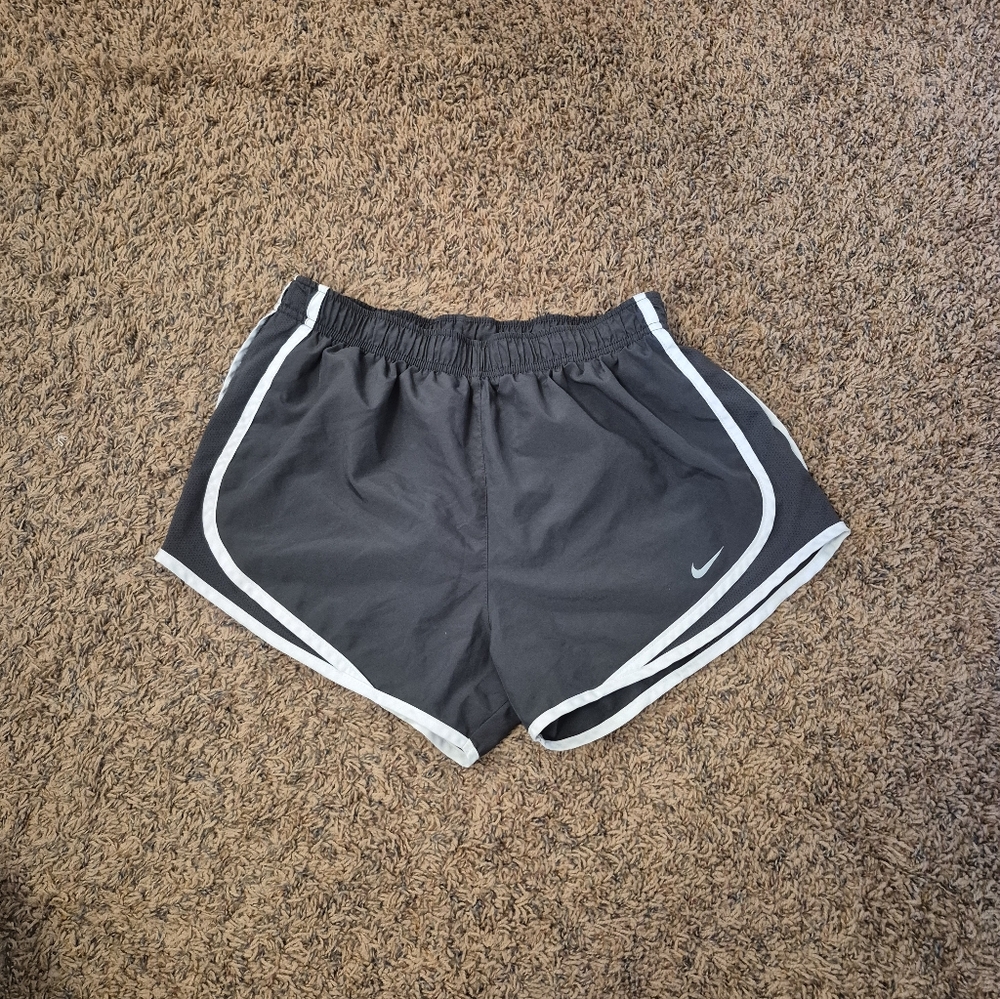Nike Women's Dri-fit Black Running Shorts with White Trim Size M